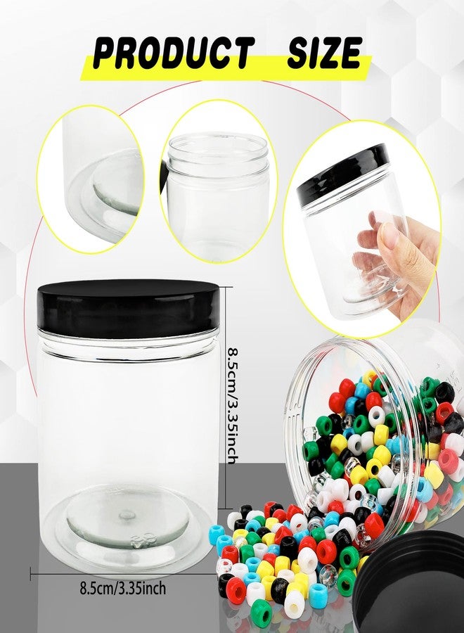 Conagel 30 Pack 12oz Clear Plastic Jars with Black Lids - Round, Flip Top, Food Grade, Reusable, Kitchen & Pantry Storage Containers for Spices, Candy, Coffee, Cereal & More - Image 2